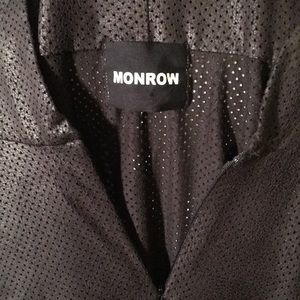 Monrow Black Perforated Faux Suede Hoodie NWOT